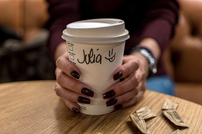 Starbucks name on cup